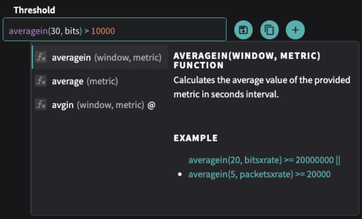 Threshold averagein() function in Detection Model Configuration
