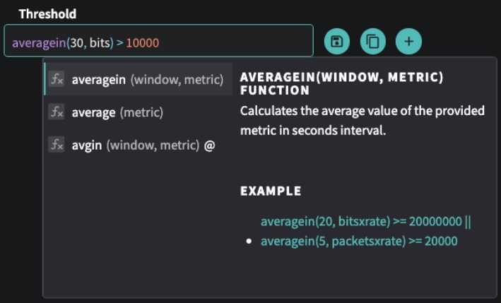Threshold averagein() function in Detection Model Configuration