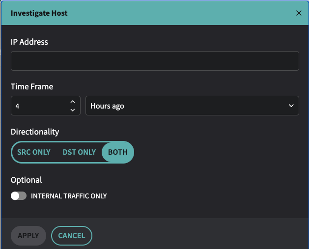 Traffic Top > Investigate Hosts Configuration